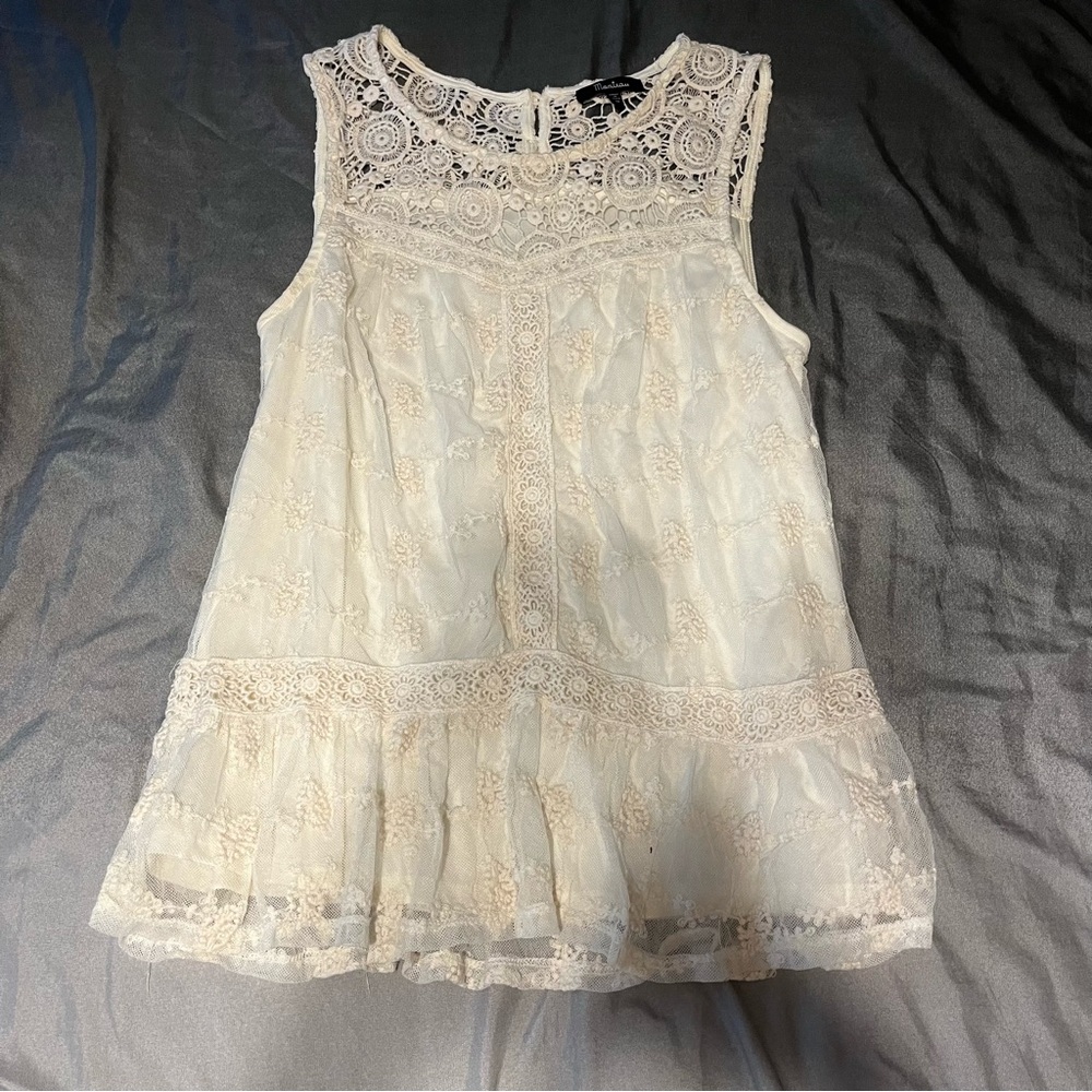 Cream Lace Tank Top Blouse